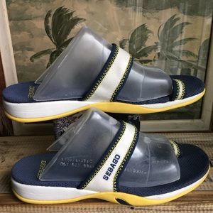 Sebago freestyle white blue women’s cushioned flip-flops toe wrap sandals  7